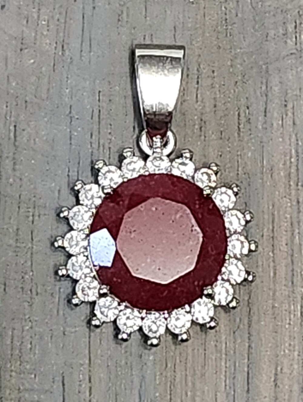 Ruby Sterling Silver Halo Pendant